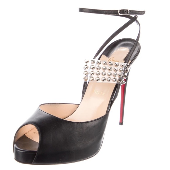 Christian Louboutin Shoes - Christian Louboutin 42 peep toe pumps heels spikes RED BOTTOMS! Size 10 10.5 11